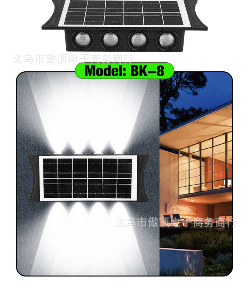 Solar wall light outdoor wall washer light with up and down illumination RGB Courtyard Decoration Waterproof Landscape Light LED Spotlight