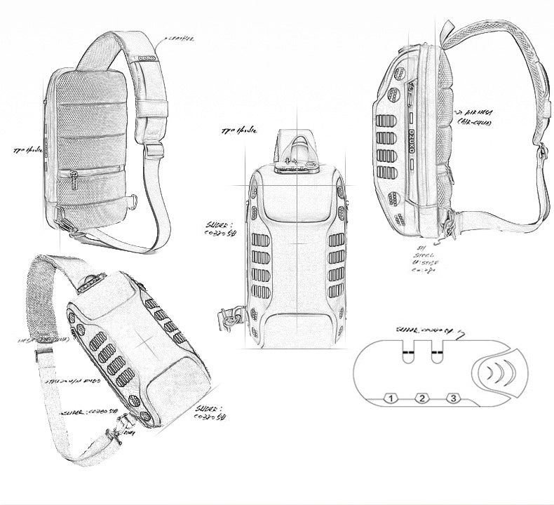 OZUKO Men's Chest Bag Anti-Theft Waterproof Chest Bag Trendy Fashion Crossbody Bag Large Capacity Business Shoulder Bag