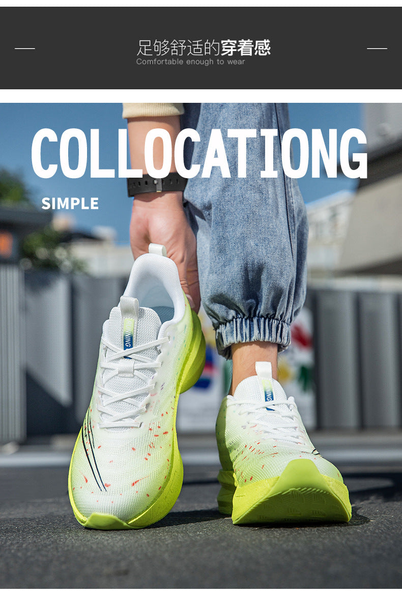 Spring and Summer Rebound Shock Absorption Carbon Plate Support Running Shoes Mesh Breathable Sports Shoes Lightweight Shock Absorption Anti-Slip Running Shoes