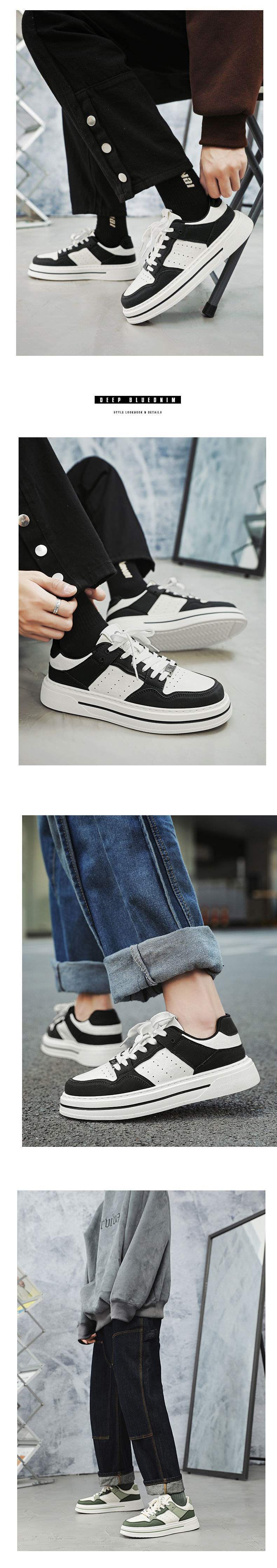 Internet Celebrity Men's Shoes Winter Versatile Casual Trendy Brand Sneakers Leather Waterproof Student Sports Height-Increasing White Trendy Shoes