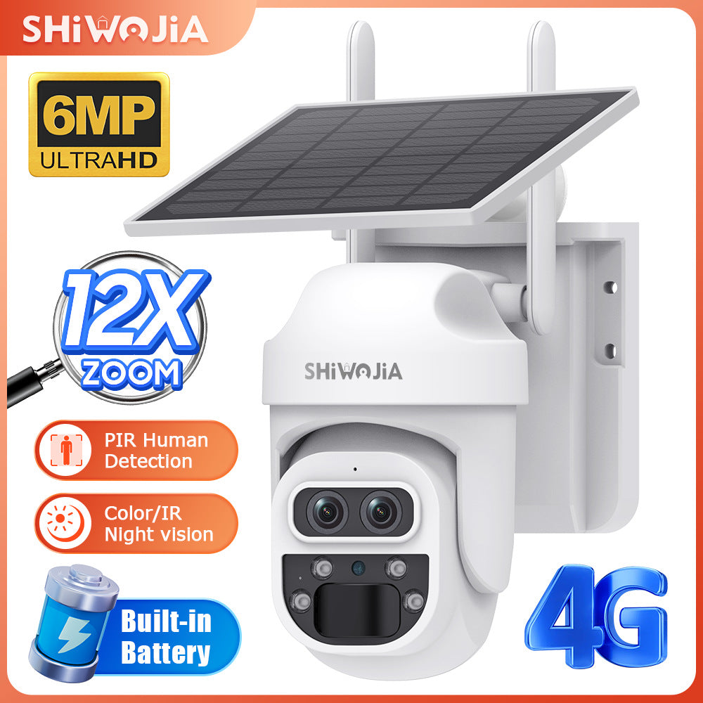 4G Dual Lens Solar Powered Ball Gun12X Zoom Camera Surveillance6001000 Megapixel HD Direct from Manufacturer