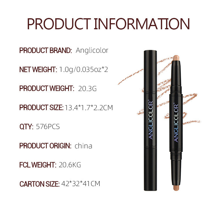 Double-Ended Eyeshadow Stick Long-Lasting Easy to Apply Rotating Fine Shimmer Eyeshadow Pen Highlighter Aegyo-sal Brightening Pen