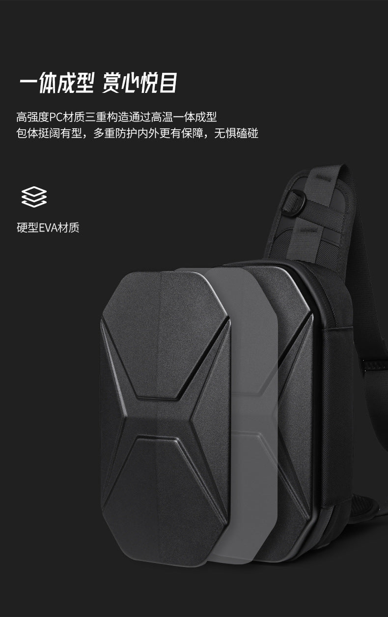 OZUKO Functional Waist Bag for Men PC Hard Shell Chest Bag Waterproof Trendy Sports Crossbody Multifunctional Waist Bag Wholesale