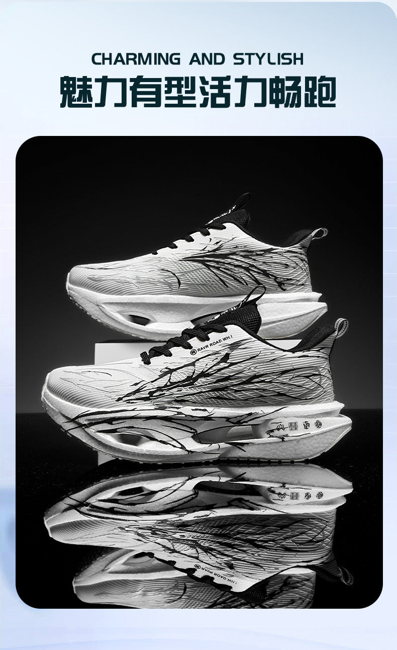 Autumn Winter New Double Mesh Thickened Parent-Child Fluorescent Fashion Casual Sports Shoes Really Soft Bottom Carbon Plate Lightweight Running Shoes