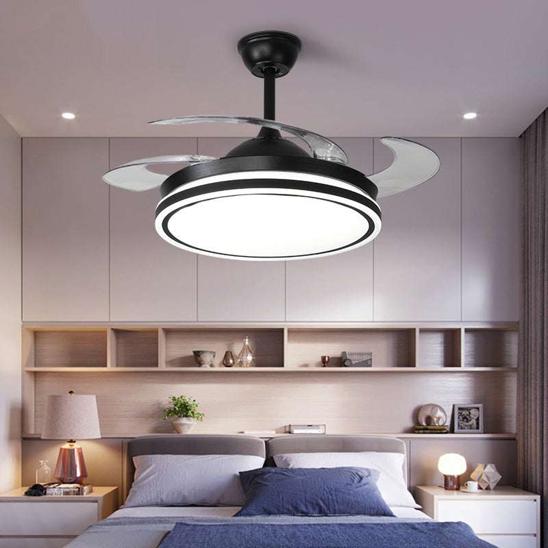 Invisible Fan Light Nordic Ceiling Fan Light High Wind Power Living Room Dining Room Bedroom Ceiling Mounted Variable Frequency Electric Fan Ceiling Light Integrated