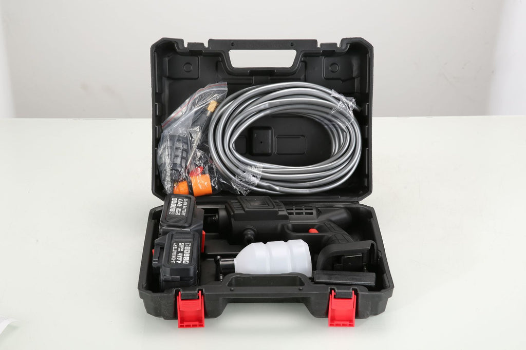 Rechargeable Portable Household High-Power Electric Lithium Battery Car Wash Gun with Hose for Floor and Car Washing High-Pressure Water Gun