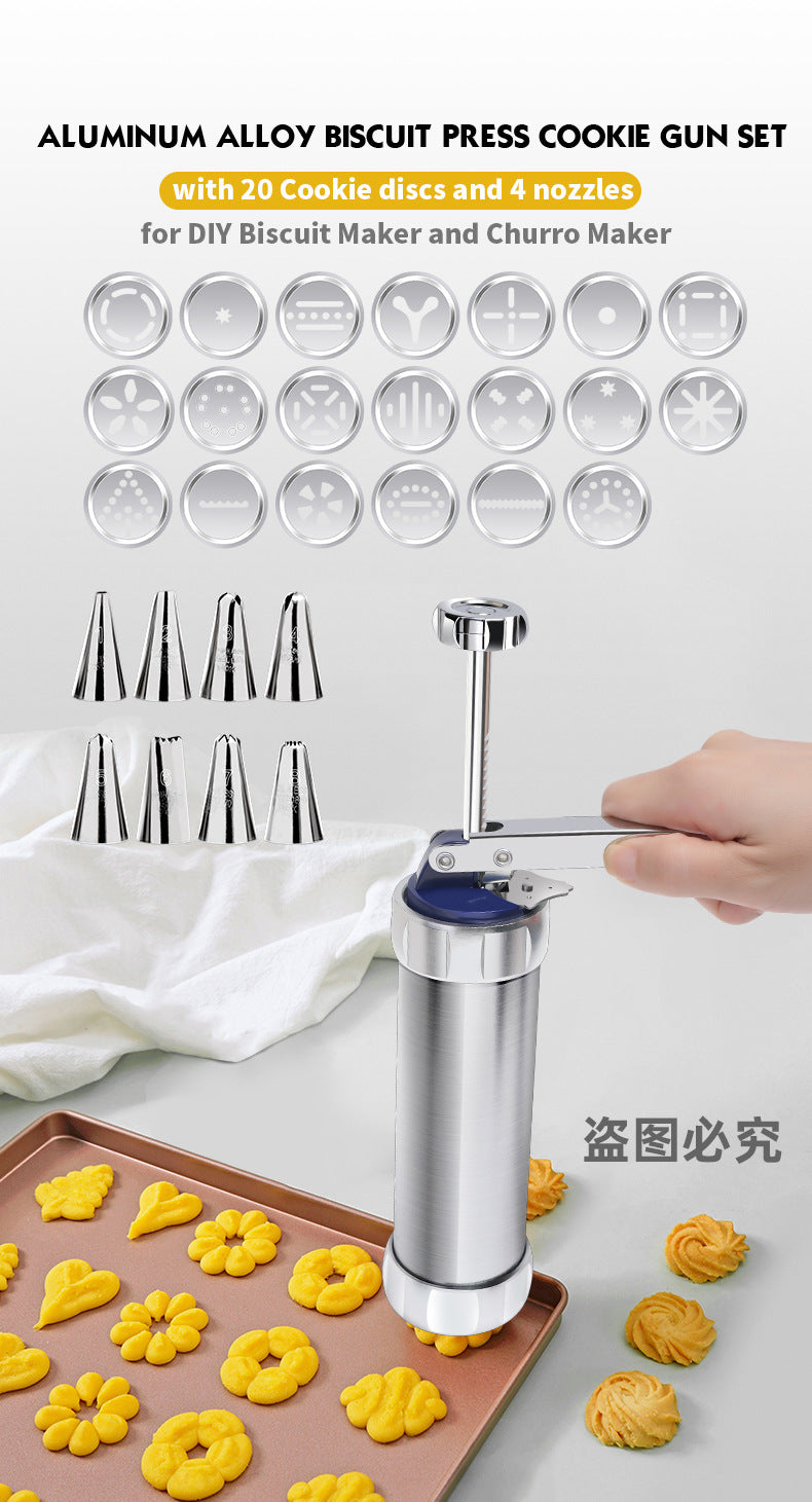 Handheld Aluminum Alloy Decorating Gun Cookie Gun Cream Gun20Piece Set