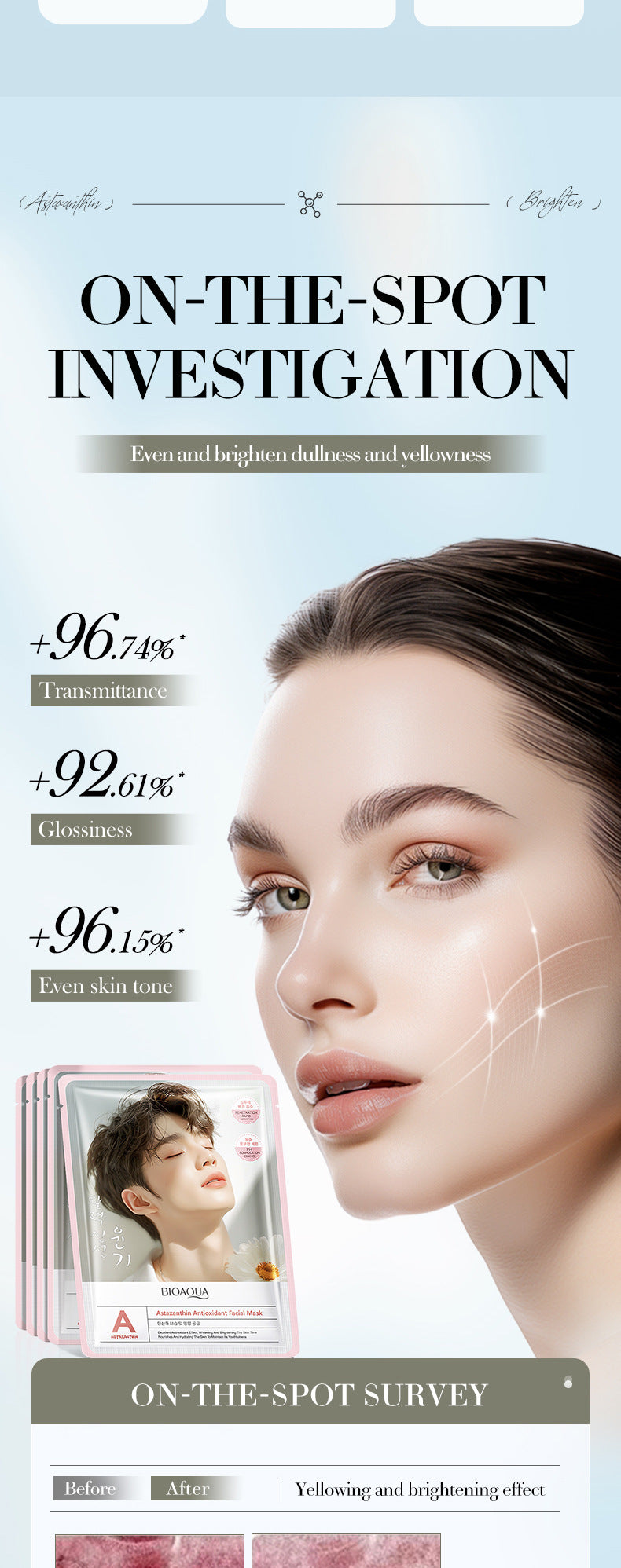 Astaxanthin Antioxidant Mask BIOAOUA Skin rejuvenation hydrating moisturizing face mask cross-border wholesale