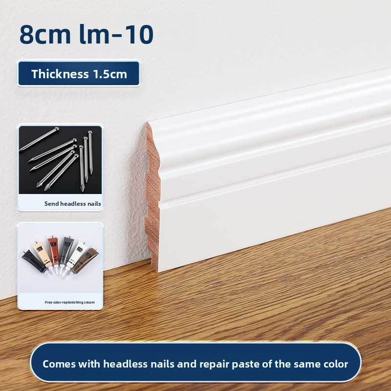 Ivory white solid wood skirting board 10cm Raw wood lines 10Centimeter wooden flooring with white skirting board