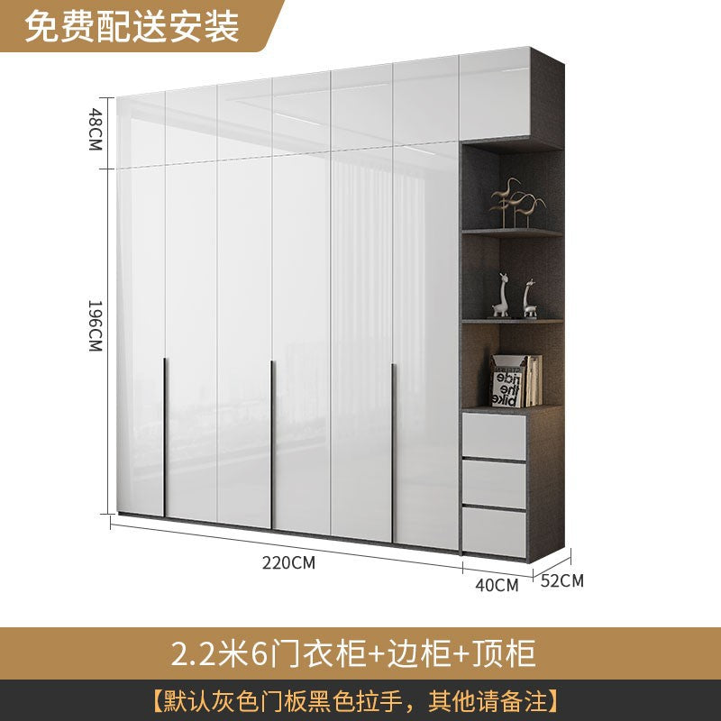 Modern Simple Wardrobe with Swing Doors, Storage Wardrobe with Dressing Table, Shelves, Side Cabinet, Bedroom Wardrobe, Entryway Installation