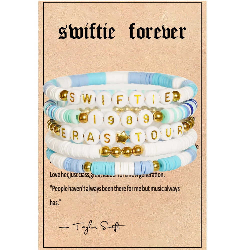 Taylor Music Jewelry Bracelet for Women Versatile High-End Bohemian Accessories SWIFTIE Alphabet Soft Clay Bracelet