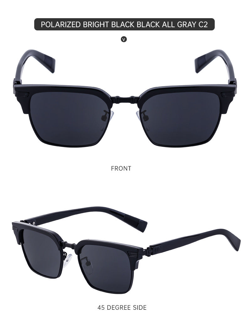 European and American New Retro Polarized Eyebrow Frame Sunglasses Men's Square Frame Sunglasses Men's Glasses Wholesale sunglasses