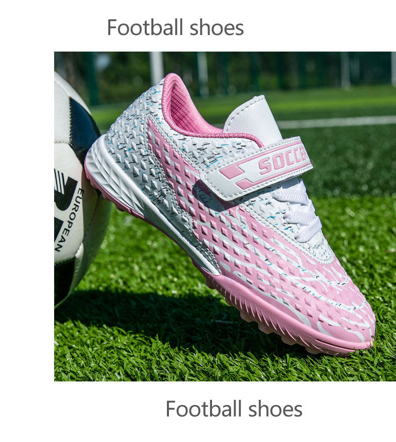 New football shoes for men and women with Velcro for children TF Broken Nail Style Youth Student Grassland Flat Training Shoes