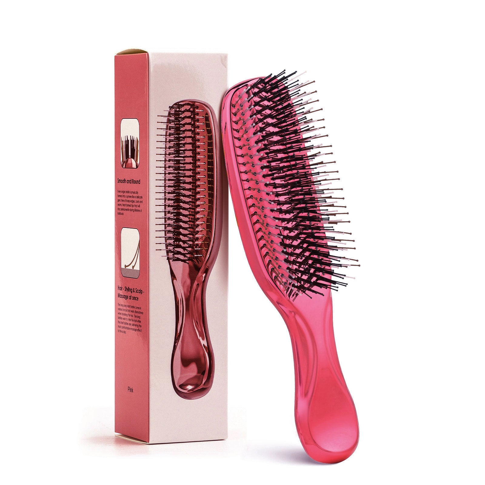 Cross-Border Meridian Fluffy Scalp Cleaning Care Comb High Low Comb Teeth Dry Wet Dual-Use Smooth Hair Fine Needle Electroplated Massage Comb