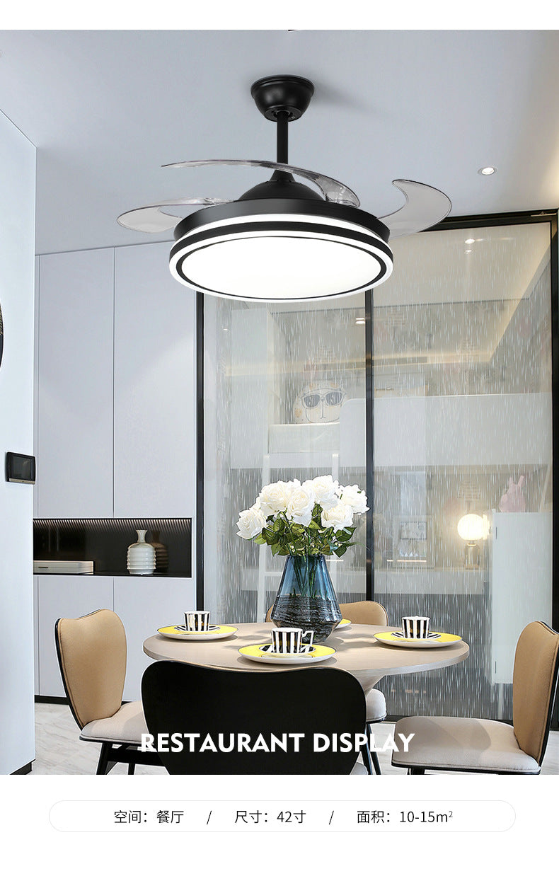 Invisible Fan Light Nordic Ceiling Fan Light High Wind Power Living Room Dining Room Bedroom Ceiling Mounted Variable Frequency Electric Fan Ceiling Light Integrated