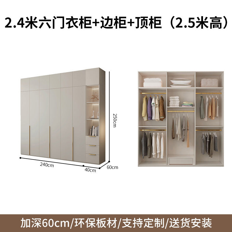 One-Door to Ceiling Heightened Solid Wood Wardrobe for Home Bedroom, Double Door Simple Assembly Cabinet, European Pine Board Storage Cabinet, Wardrobe