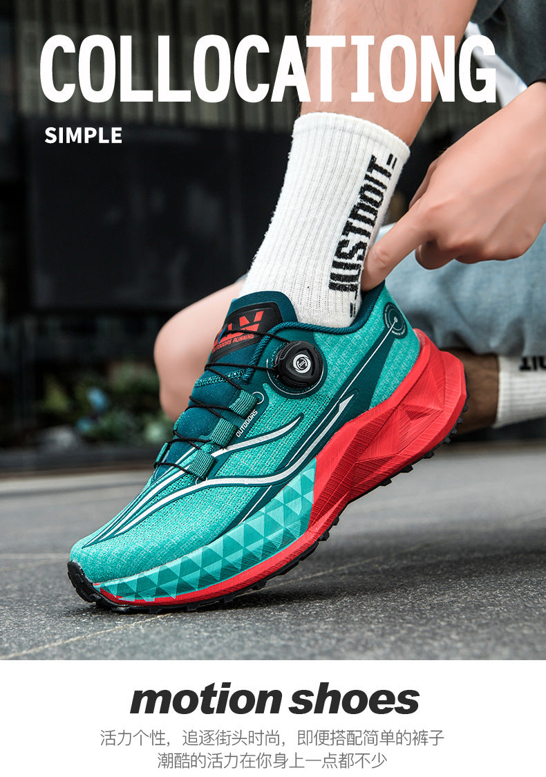 Full Palm Carbon Plate Sports Running Shoes Double Layer Popcorn Outdoor Trail Running Shoes Marathon Men's and Women's Shoes