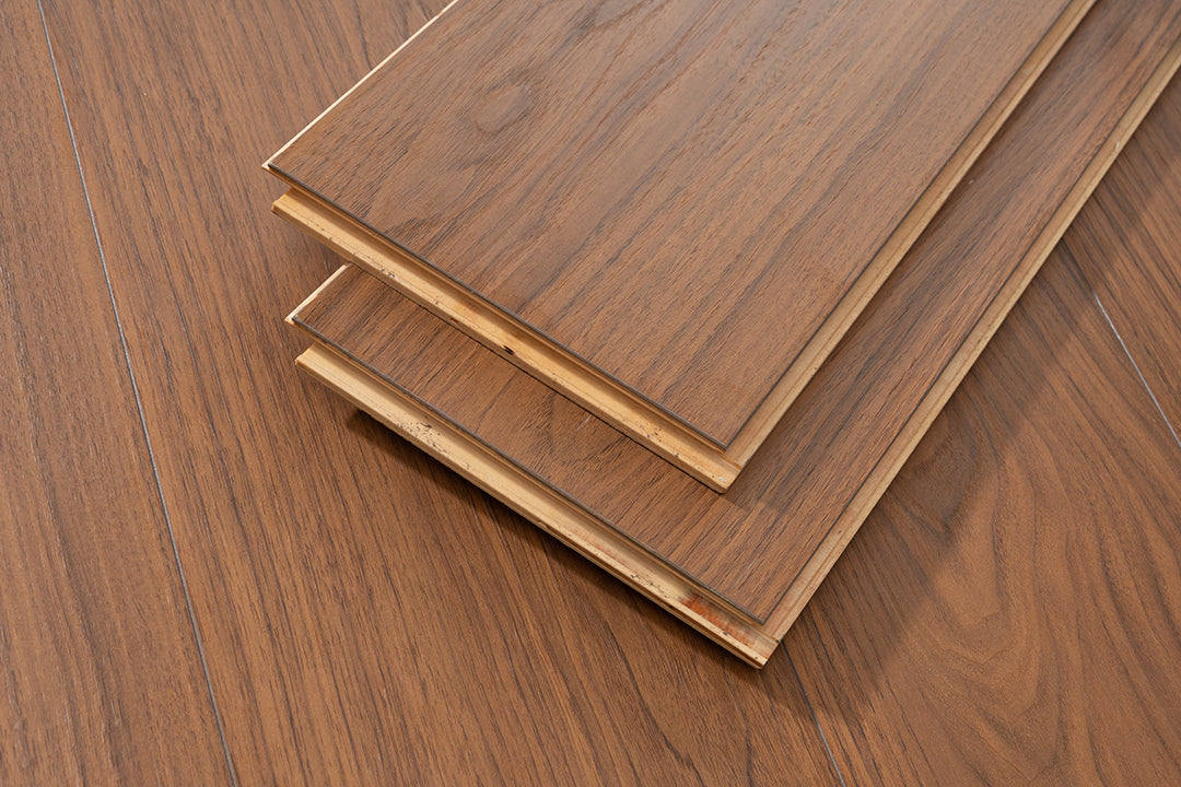 JX8102 Diamond Coating Full Birch Multi-layer Core Black Walnut Grain  Clicklock Engineered Flooring