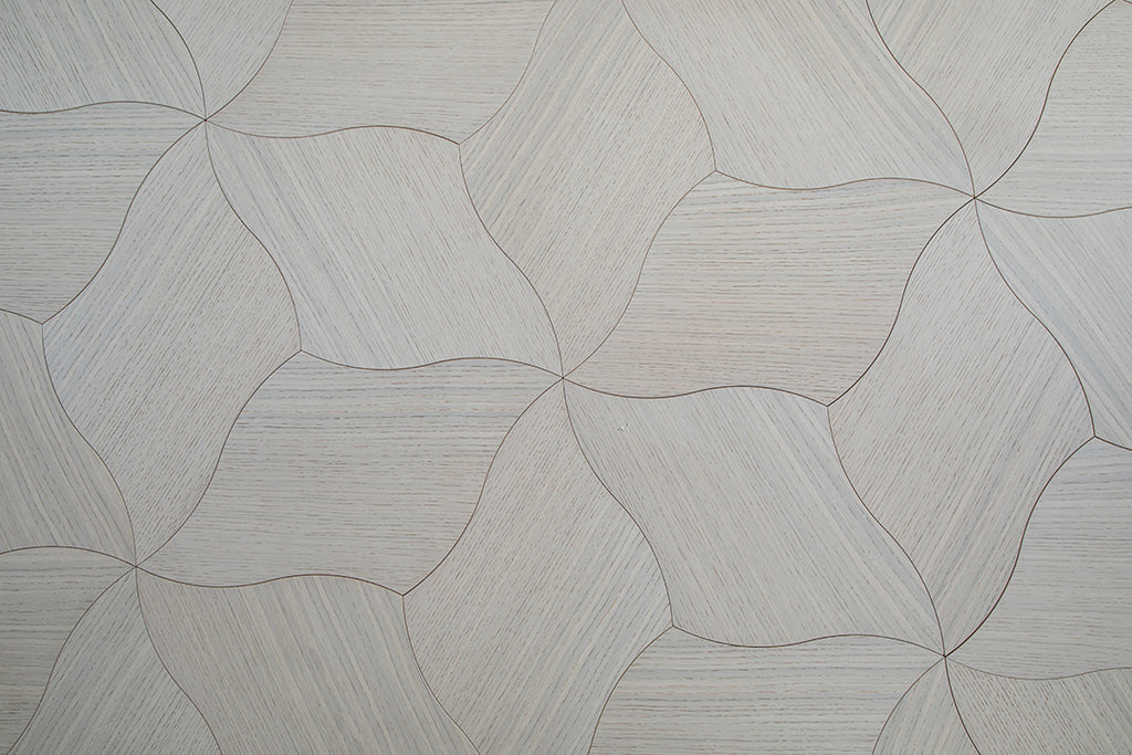 YXPX01 Quatrefoil Contour Art Parquet Full Birch Multi-layer Core Solid Wood Oak Veneer Flush Joint Engineered Flooring