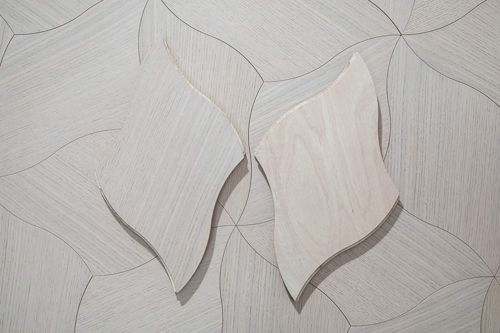 YXPX01 Quatrefoil Contour Art Parquet Full Birch Multi-layer Core Solid Wood Oak Veneer Flush Joint Engineered Flooring