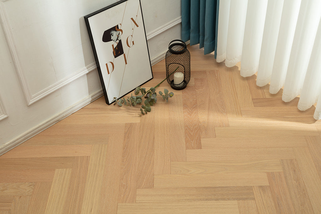 9206 Herringbone Art Parquet  Full Birch Multi-layer Core Solid Wood Oak Veneer Brushed Clickblock Joint Engineered Flooring