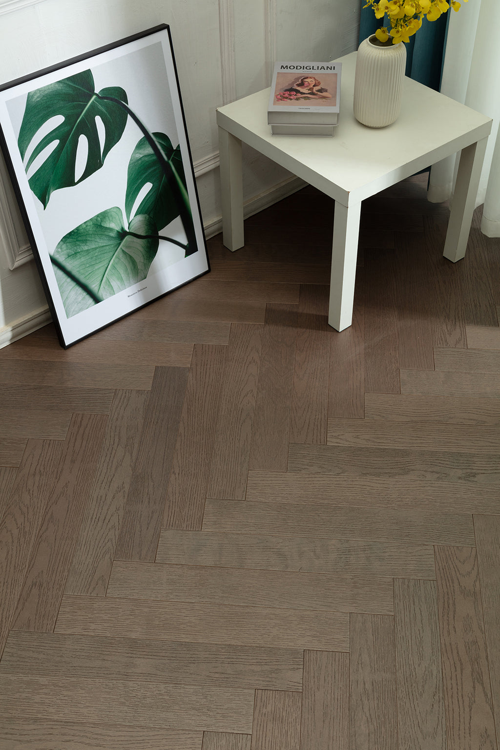 9210 Herringbone Art Parquet Metallic UV Finish Full Birch Multi-layer Core Solid Wood Oak Veneer Brushed Clickblock Joint Engineered Flooring