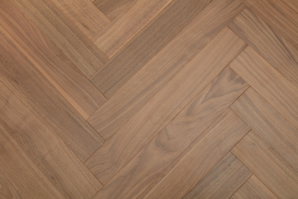9213 Herringbone Art Parquet  Full Birch Multi-layer Core Solid Wood Black Walnut Veneer Brushed Clickblock Joint Engineered Flooring