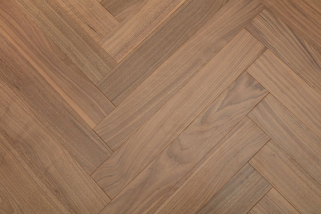 9213 Herringbone Art Parquet  Full Birch Multi-layer Core Solid Wood Black Walnut Veneer Brushed Clickblock Joint Engineered Flooring