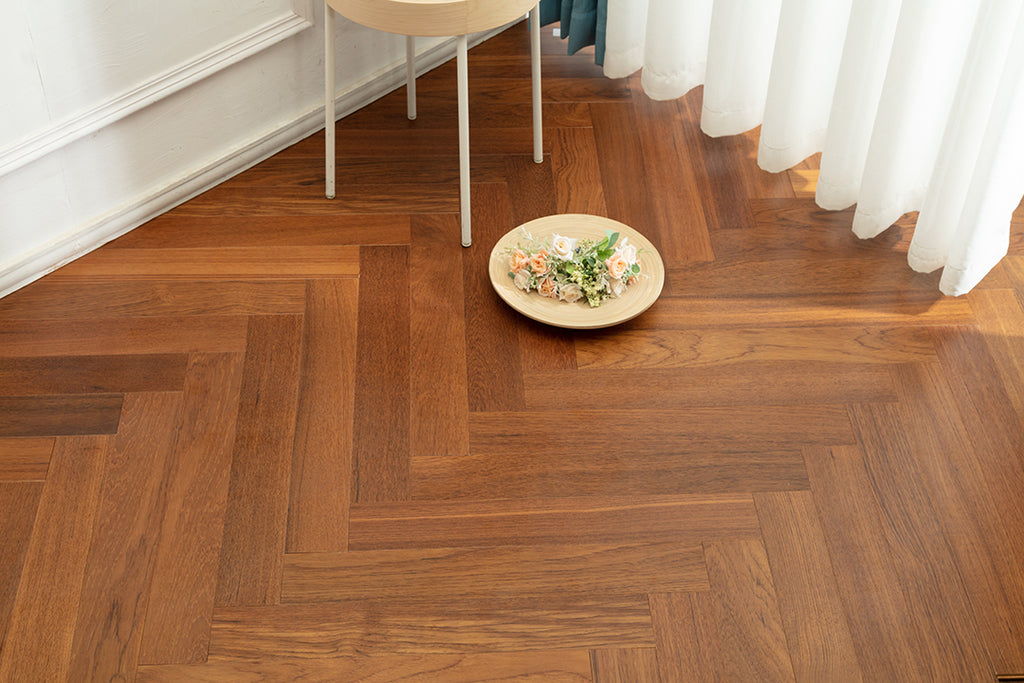 9217 Herringbone Art Parquet Full Birch Multi-layer Core Solid Wood Teak Veneer Brushed Clickblock Joint Engineered Flooring