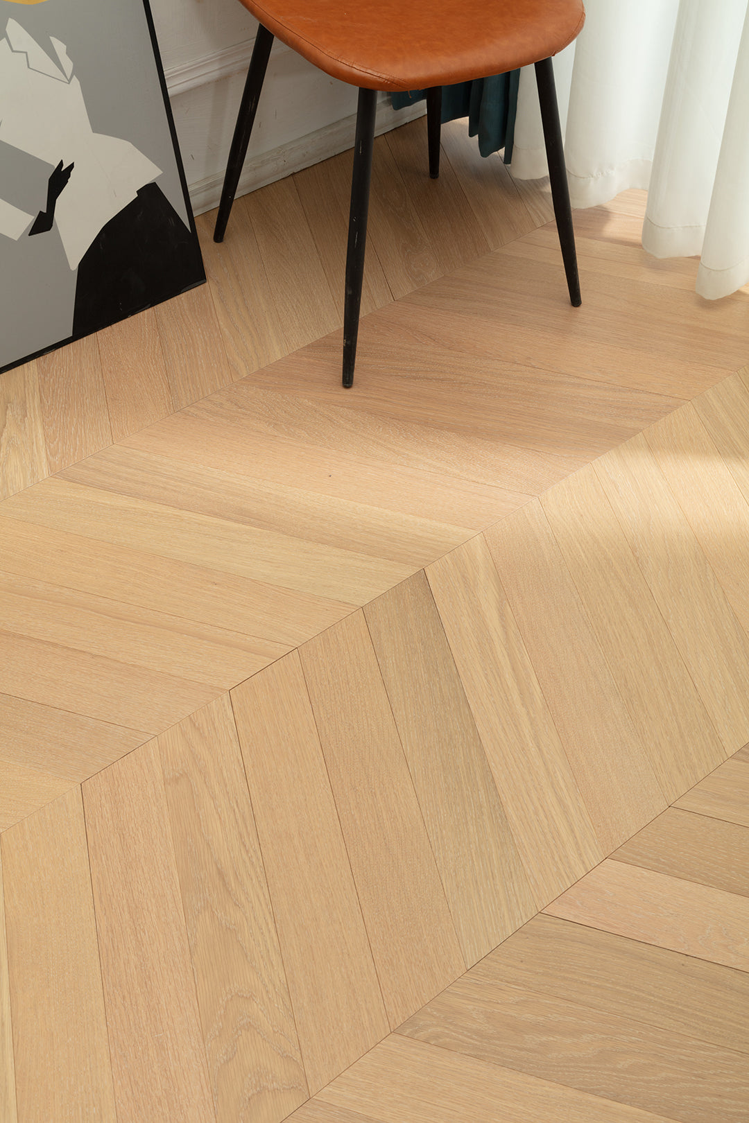 9506 Chevron Art Parquet Full Birch Multi-layer Core Solid Wood Oak Veneer Brushed Engineered Flooring