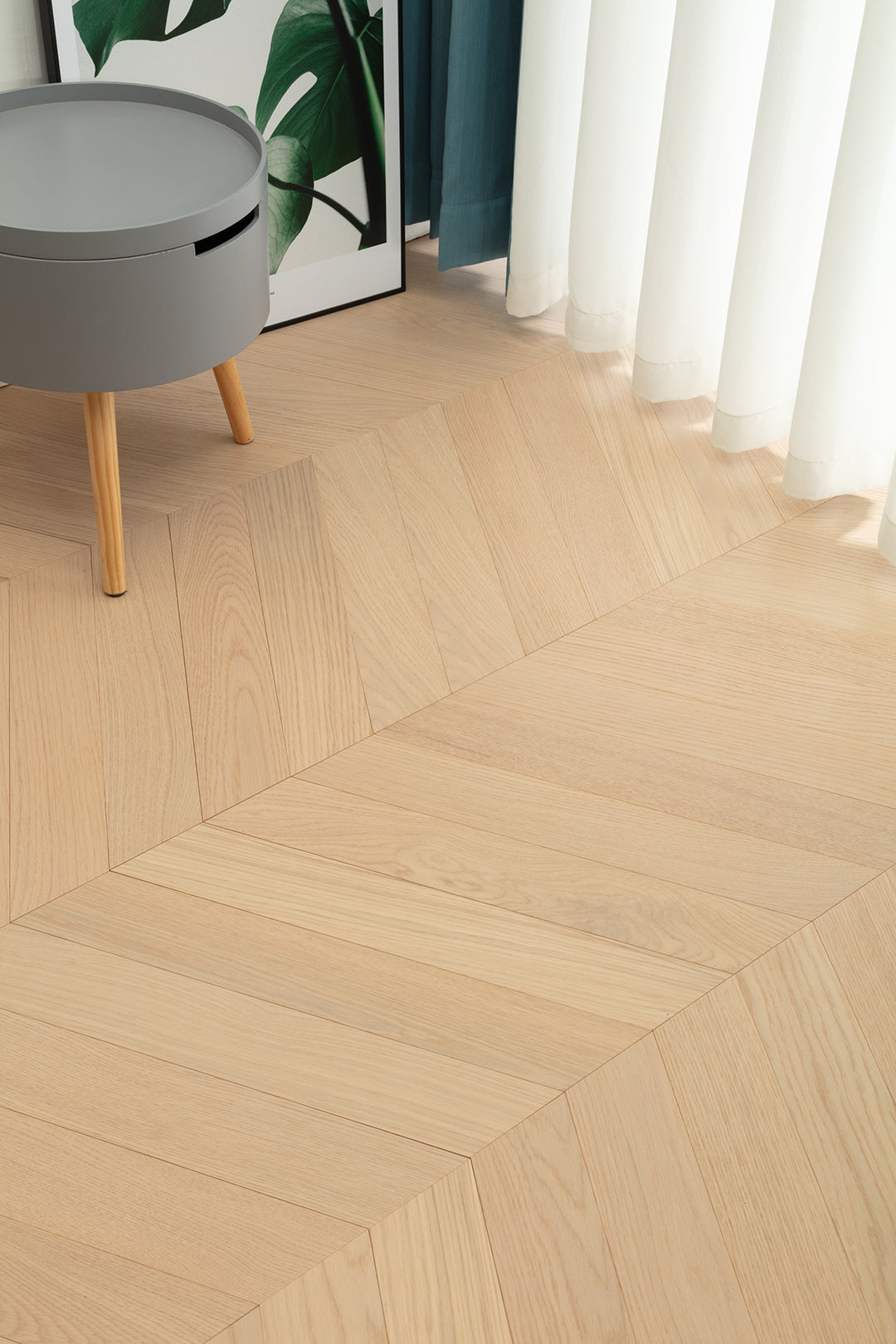 9507 Chevron Art Parquet Full Birch Multi-layer Core Solid Wood Oak Veneer Brushed Engineered Flooring