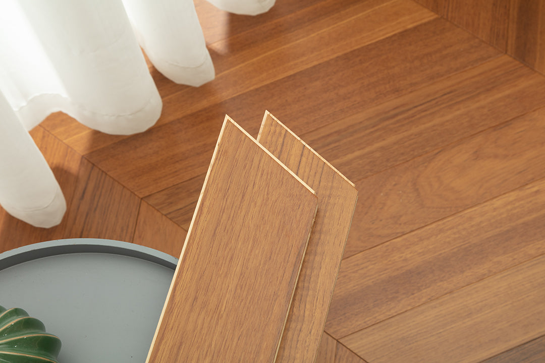 9517 Chevron Art Parquet  Full Birch Multi-layer Core Solid Wood Teak Veneer Brushed Engineered Flooring