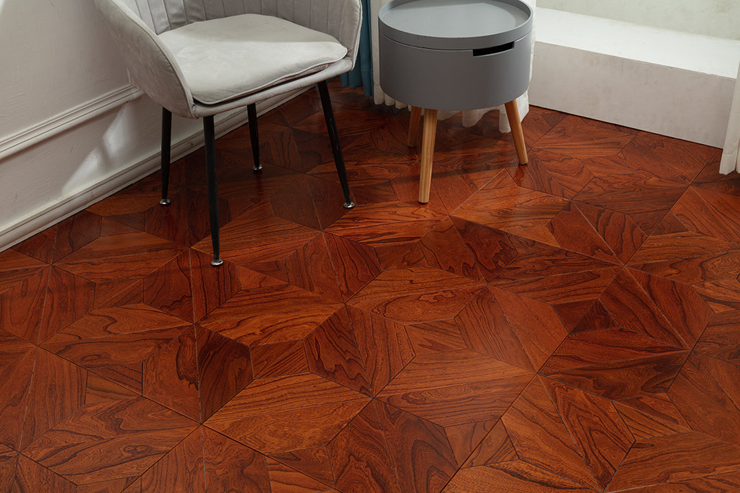 9102 Art Parquet Full Birch Multi-layer Core Solid Wood  Veneer  Skid-resistant Flush Joint Engineered Flooring