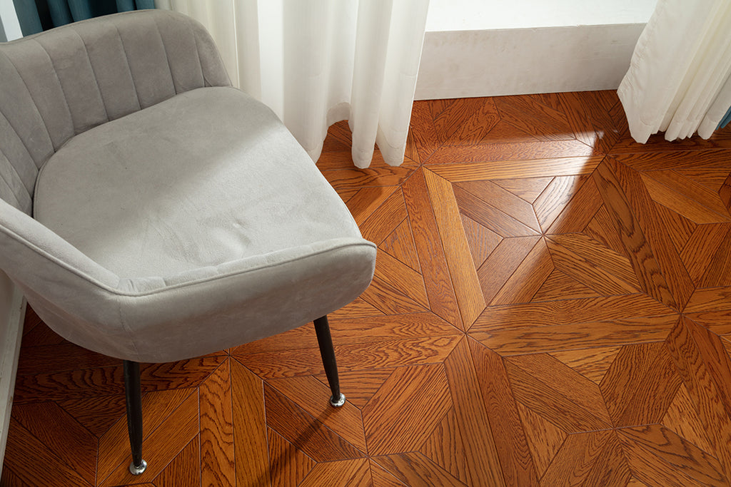 9106 Art Parquet Full Birch Multi-layer Core Solid Wood  Veneer  Skid-resistant Flush Joint Engineered Flooring