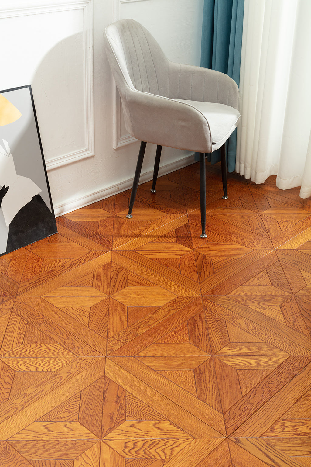 9106 Art Parquet Full Birch Multi-layer Core Solid Wood  Veneer  Skid-resistant Flush Joint Engineered Flooring