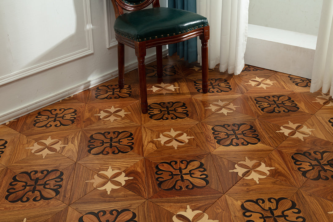 9108 Art Parquet Full Birch Multi-layer Core Solid Wood  Veneer  Skid-resistant Flush Joint Engineered Flooring
