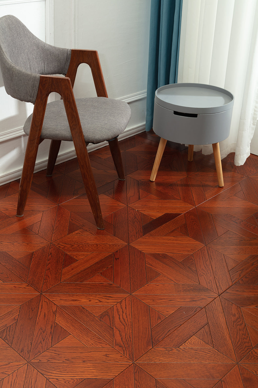 9121 Art Parquet Full Birch Multi-layer Core Solid Wood Veneer Skid-resistant Flush Joint Engineered Flooring