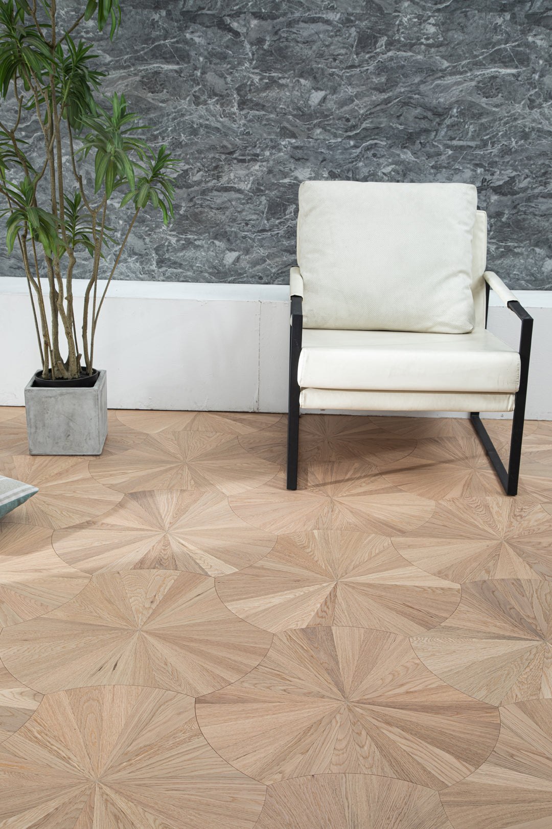 YXPX601 Oak Sunburst Radial Organic Parquet Flooring | Lotus Leaf Series