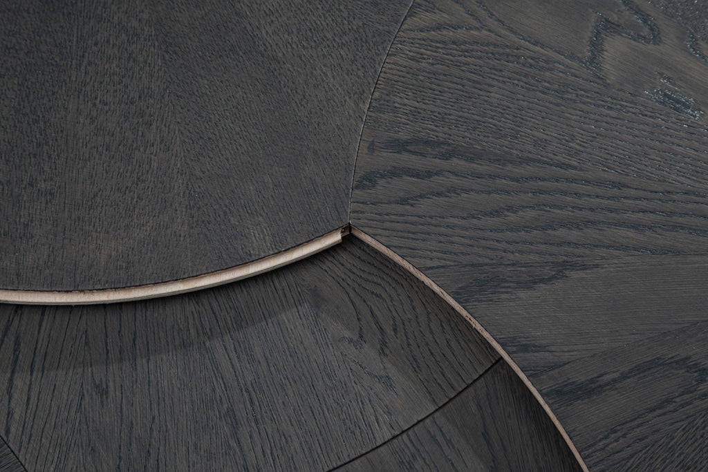 YXPX603 Deep Charcoal Oak Sunburst Radial Luxury Parquet Flooring | Lotus Leaf Series