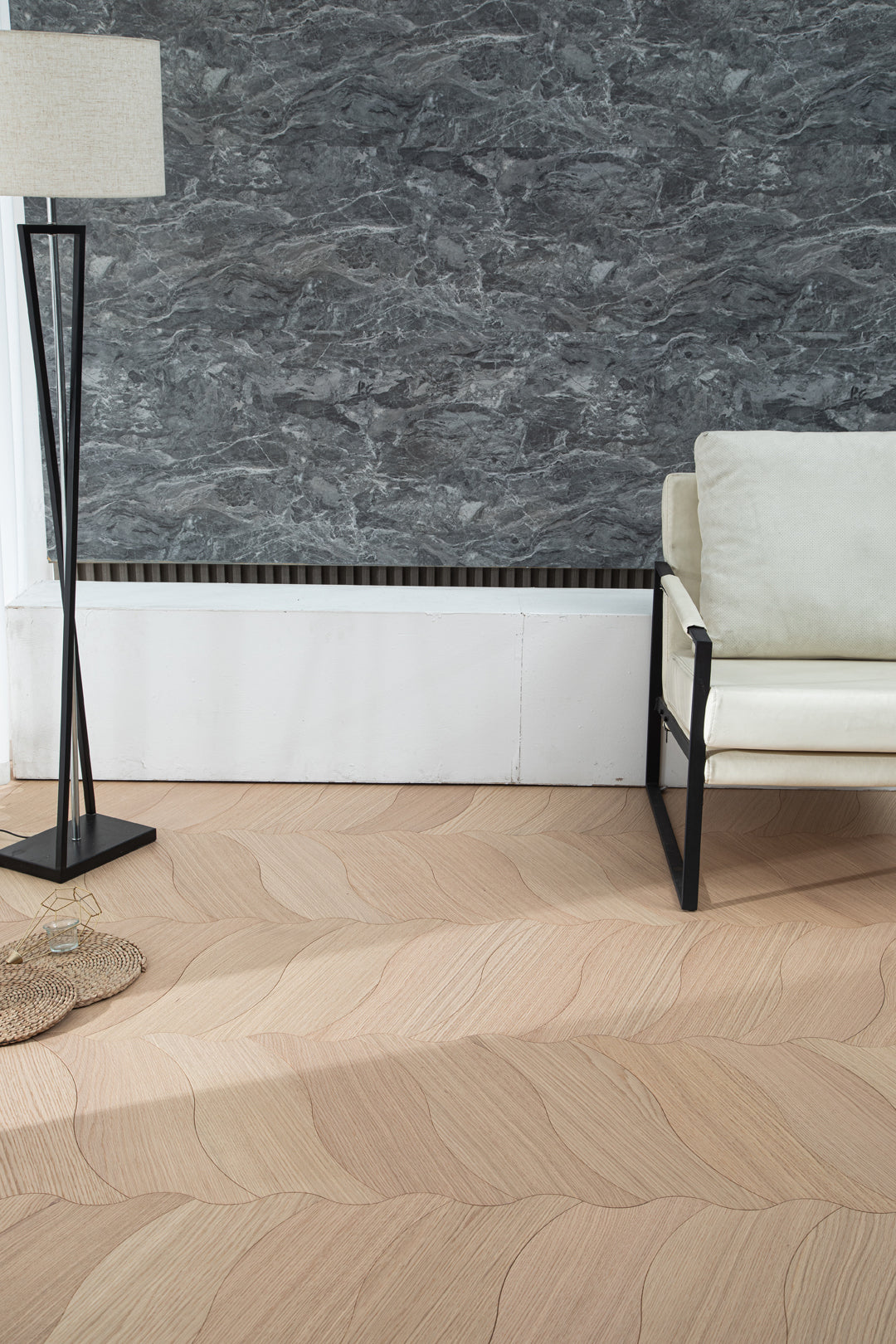 YXPX605 Light Oak Soft Ripple Flowing Organic Parquet Flooring | Wave Series