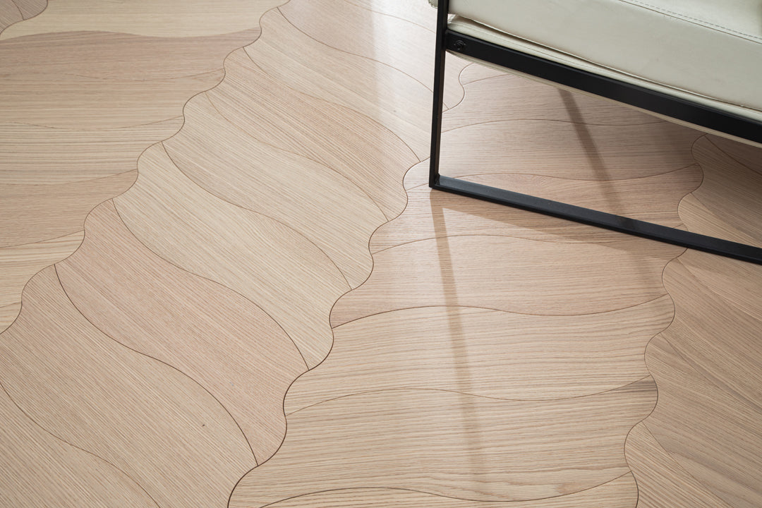 YXPX605 Light Oak Soft Ripple Flowing Organic Parquet Flooring | Wave Series