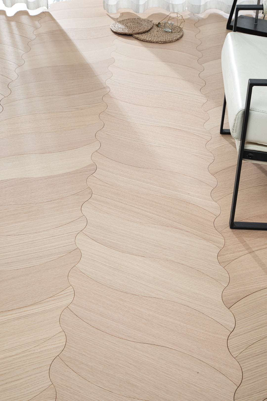 YXPX605 Light Oak Soft Ripple Flowing Organic Parquet Flooring | Wave Series