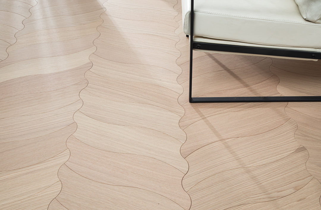 YXPX605 Light Oak Soft Ripple Flowing Organic Parquet Flooring | Wave Series