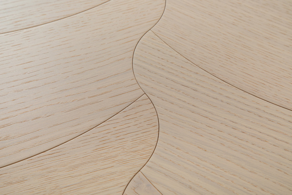 YXPX606  Creamy White Oak Soft Ripple Organic Parquet Flooring | Wave Series