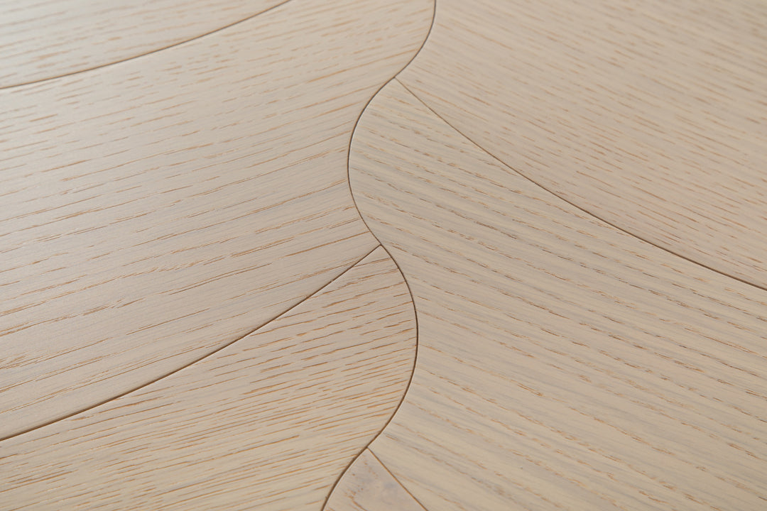 YXPX606  Creamy White Oak Soft Ripple Organic Parquet Flooring | Wave Series