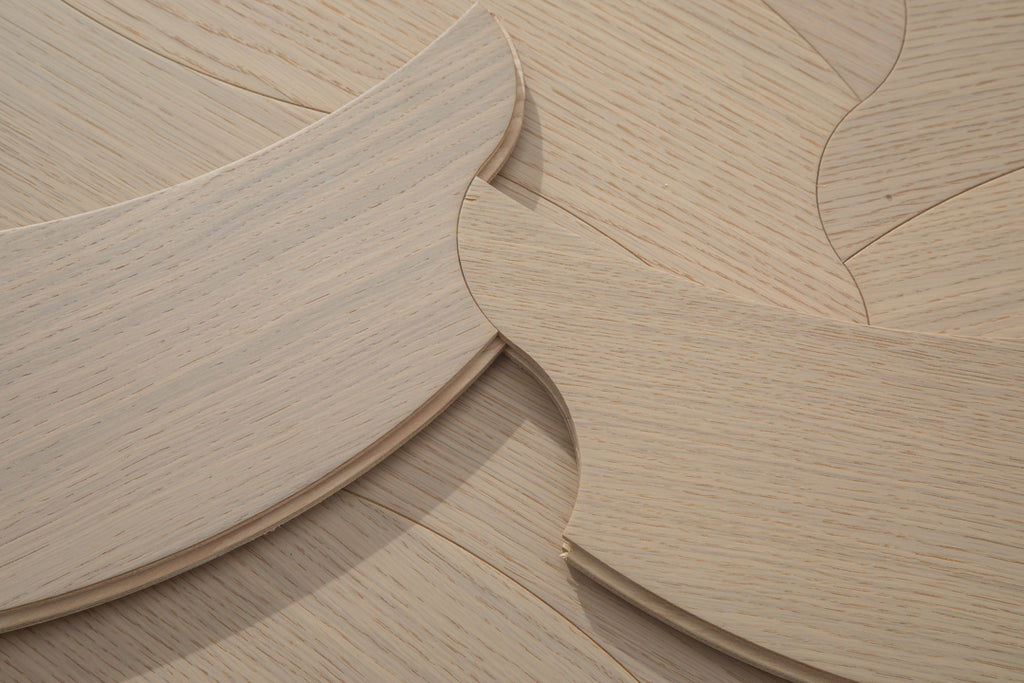 YXPX606  Creamy White Oak Soft Ripple Organic Parquet Flooring | Wave Series
