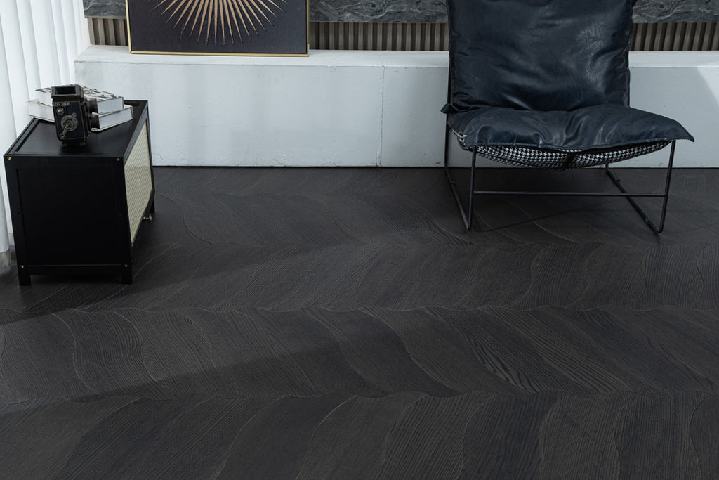 YXPX607 Charcoal Oak Undulating Ripple Premium Parquet Flooring | Wave Series