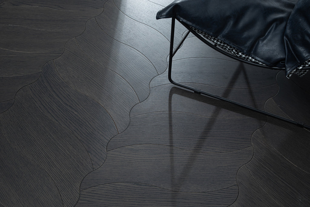 YXPX607 Charcoal Oak Undulating Ripple Premium Parquet Flooring | Wave Series