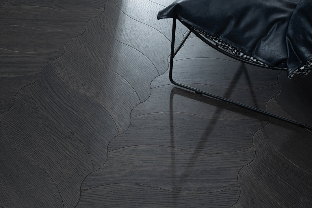 YXPX607 Charcoal Oak Undulating Ripple Premium Parquet Flooring | Wave Series
