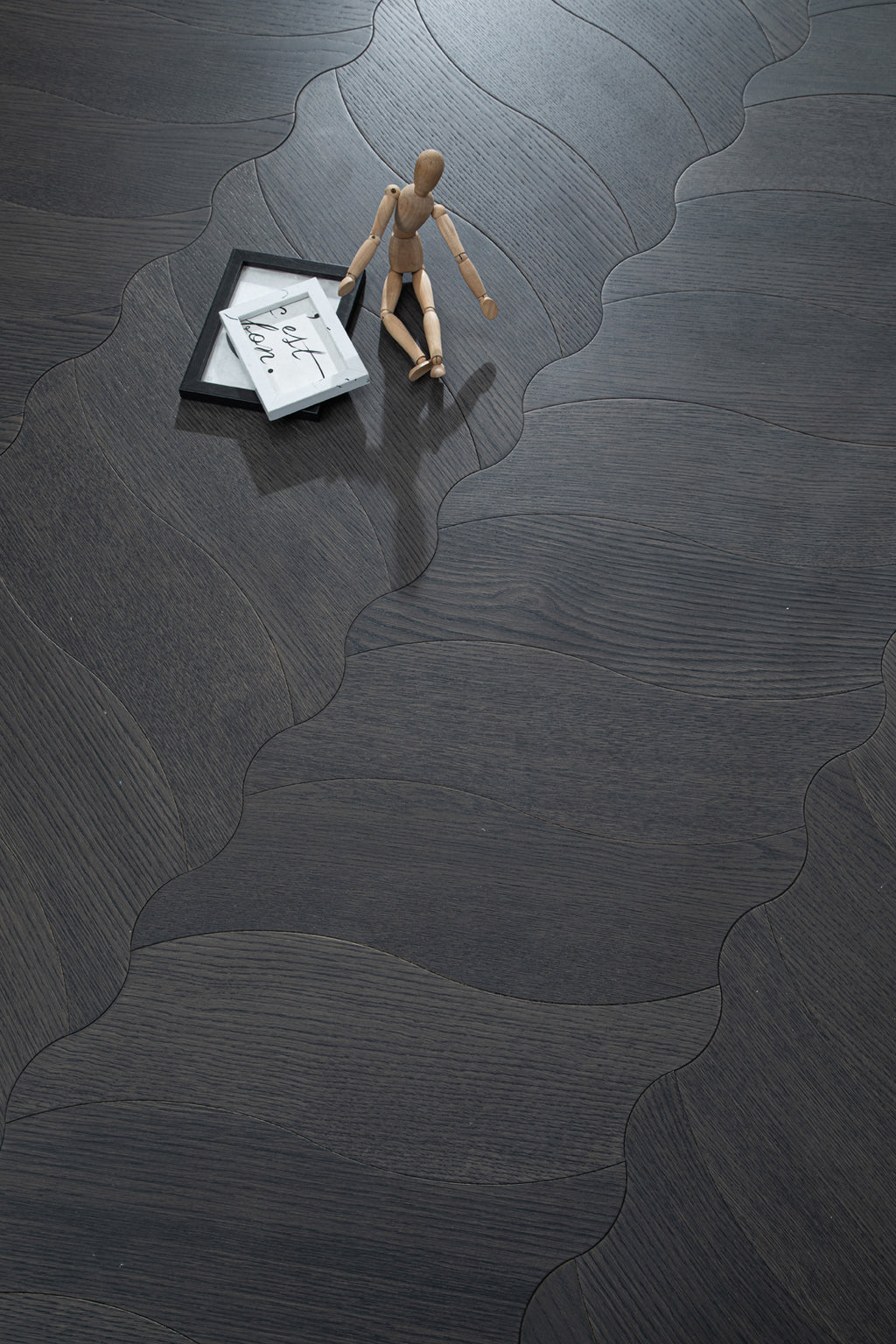 YXPX607 Charcoal Oak Undulating Ripple Premium Parquet Flooring | Wave Series